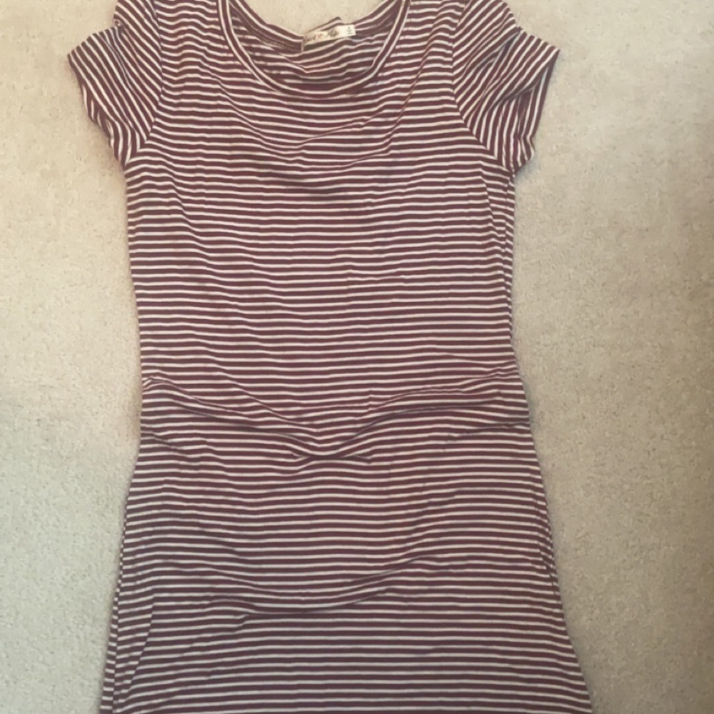 Red and white striped body con dress
